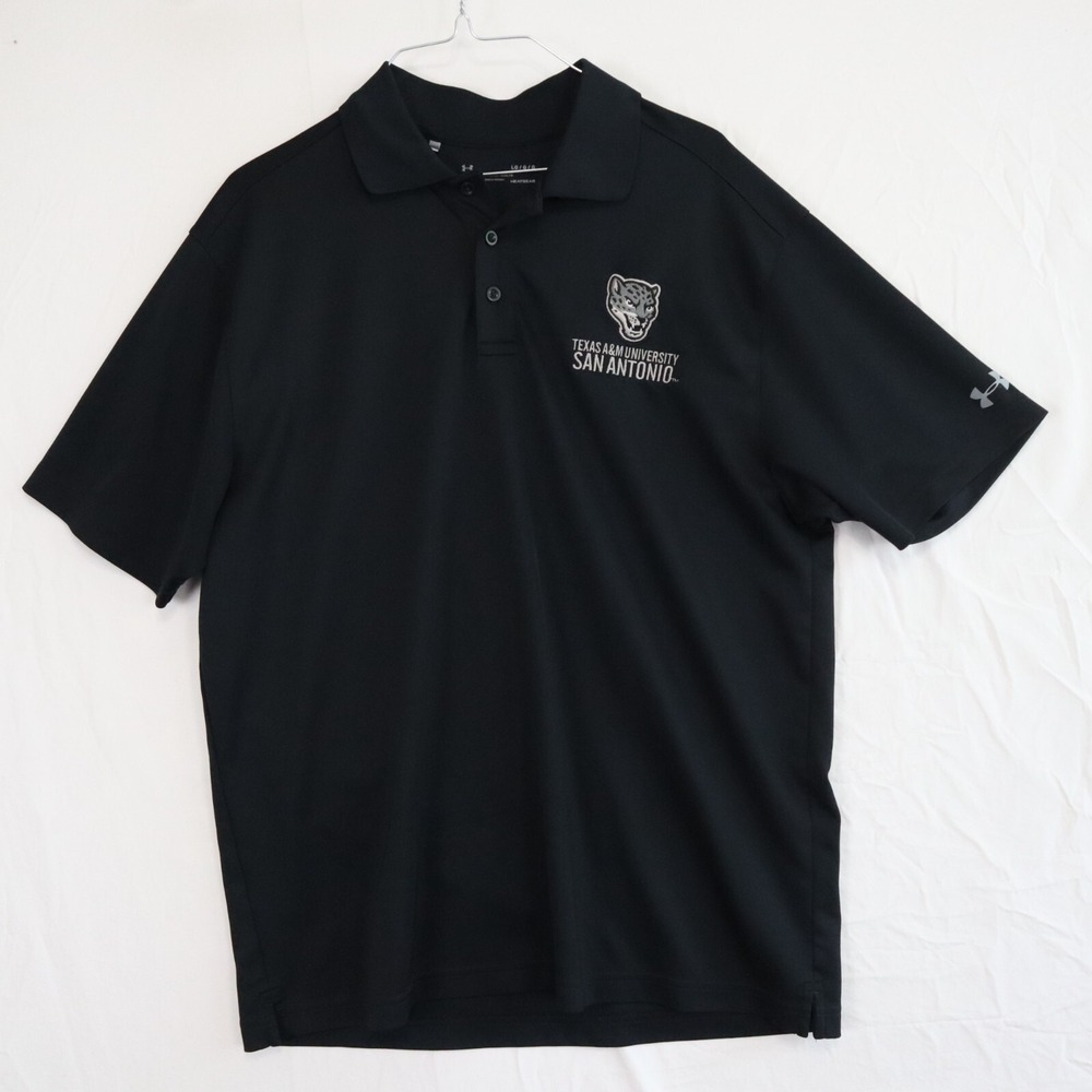 Texas A&M San Antonio Jaguars Polo Shirt Mens Large Under Armour Heatgear Loose